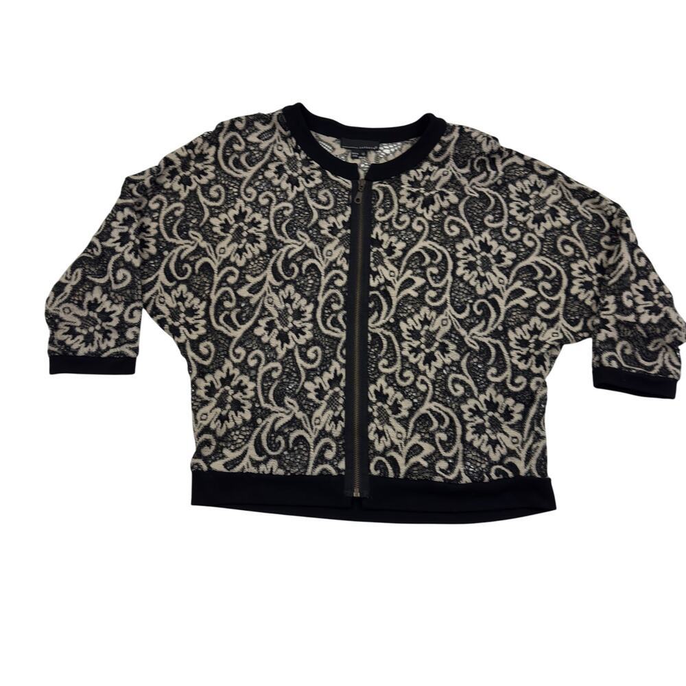 Laudrew Boho Lace Crochet Full Front Zip Cardigan Jacket Women's Size 10